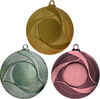 Комплект из трёх медалей №43 (Диаметр 50 мм, металл. Место для вставок: лицевая диаметр 25 мм, обратная сторона диаметр 46 мм)
