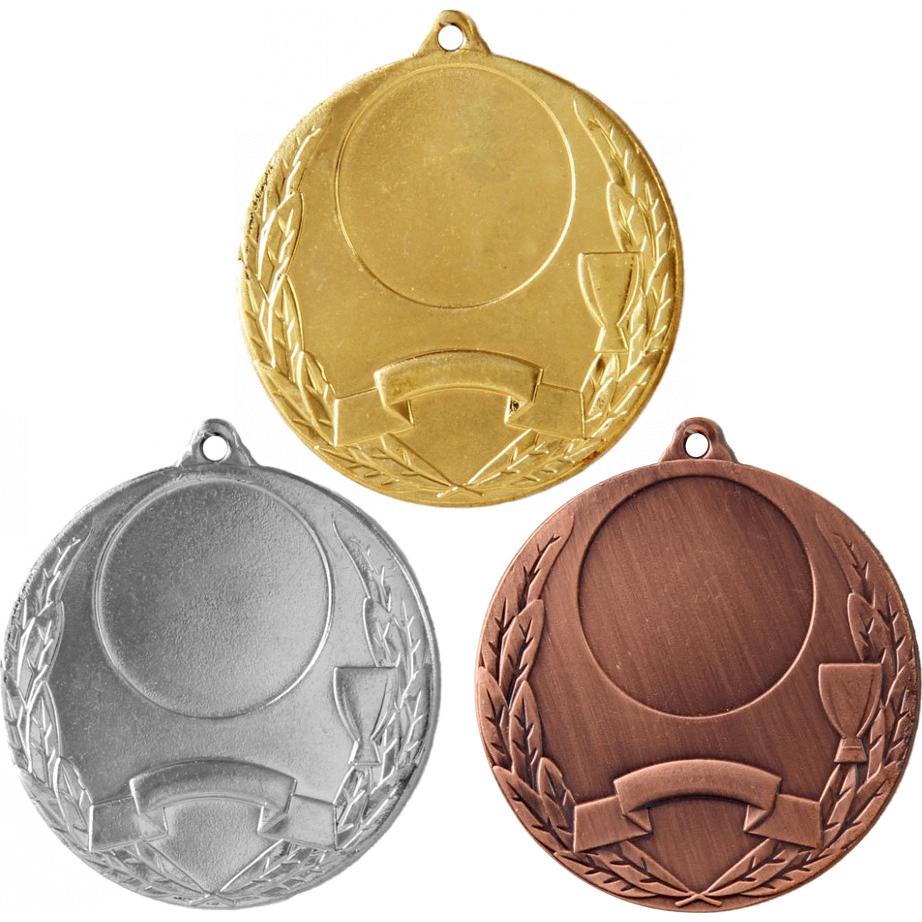 Комплект из трёх медалей №52 (Диаметр 50 мм, металл. Место для вставок: лицевая диаметр 25 мм, обратная сторона диаметр 46 мм)