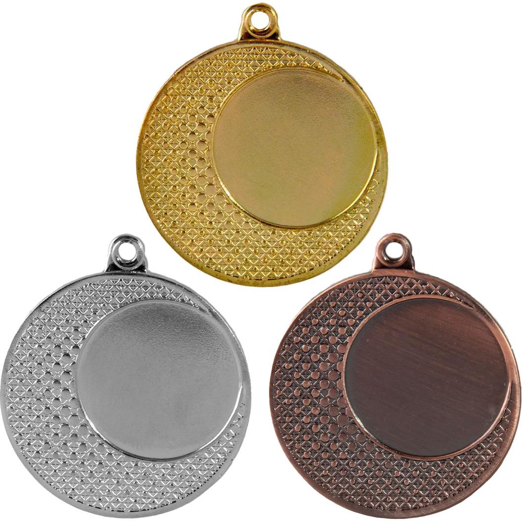 Комплект из трёх медалей №62 (Диаметр 40 мм, металл. Место для вставок: лицевая диаметр 25 мм, обратная сторона диаметр 36 мм)