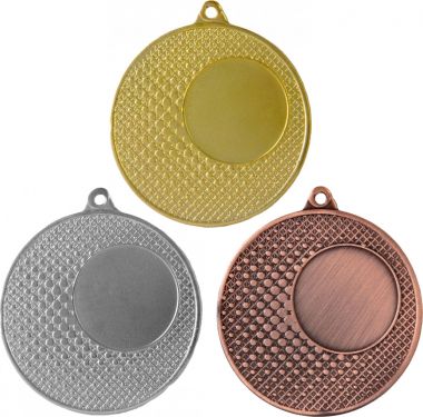 Комплект из трёх медалей №64 (Диаметр 50 мм, металл. Место для вставок: лицевая диаметр 25 мм, обратная сторона диаметр 46 мм)