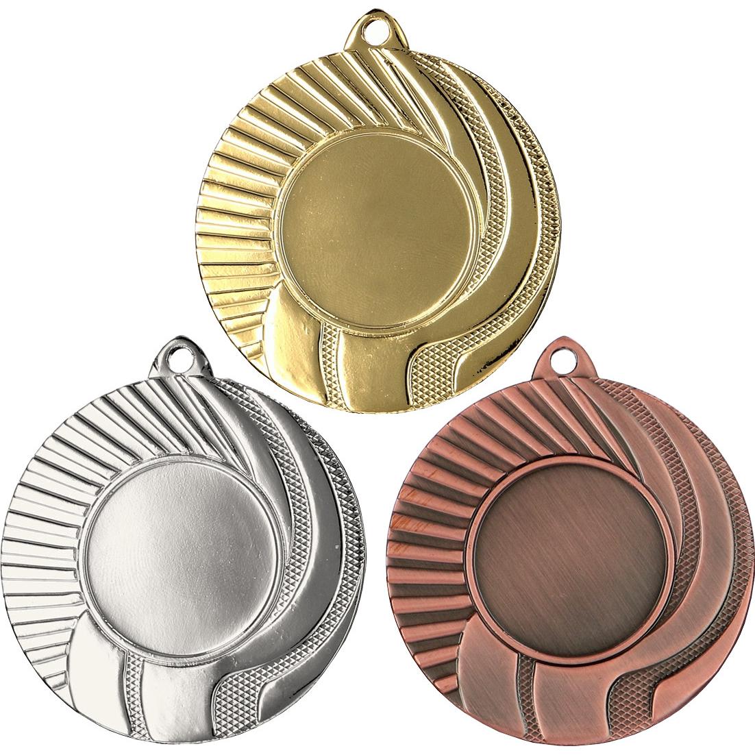 Комплект из трёх медалей №850 (Диаметр 50 мм, металл. Место для вставок: лицевая диаметр 25 мм, обратная сторона диаметр 45 мм)
