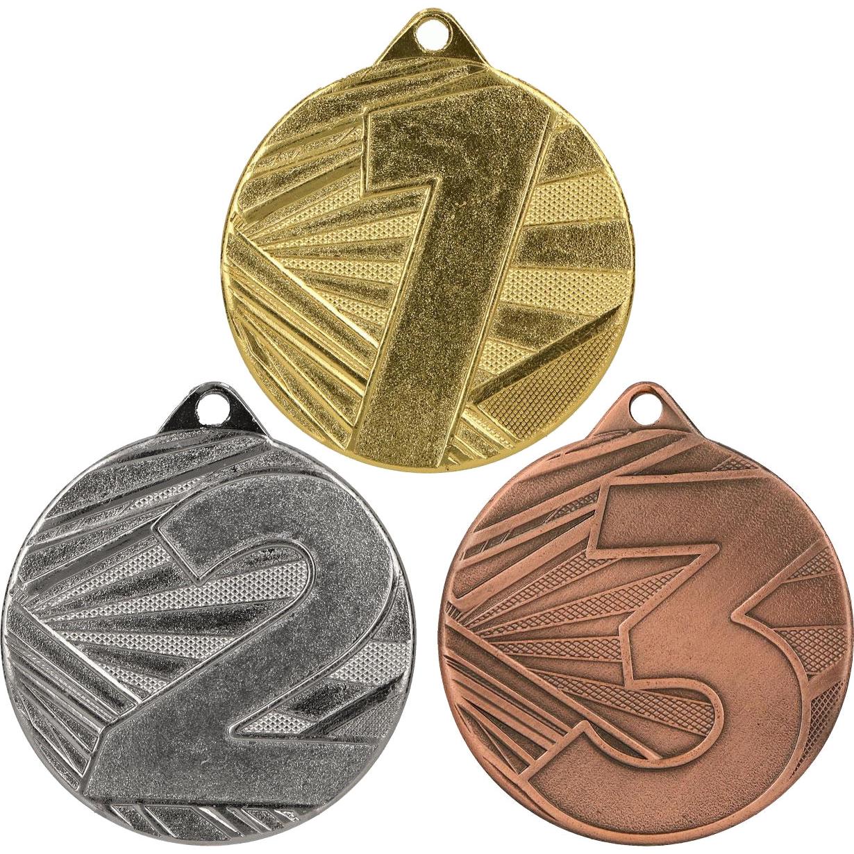 Комплект из трёх медалей №854 (1, 2, 3 место, диаметр 50 мм, металл. Место для вставок: обратная сторона диаметр 45 мм)