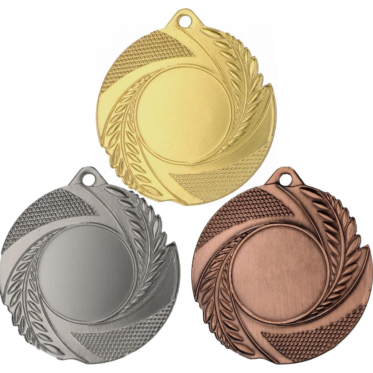 Комплект из трёх медалей №856 (Диаметр 50 мм, металл. Место для вставок: лицевая диаметр 25 мм, обратная сторона диаметр 45 мм)