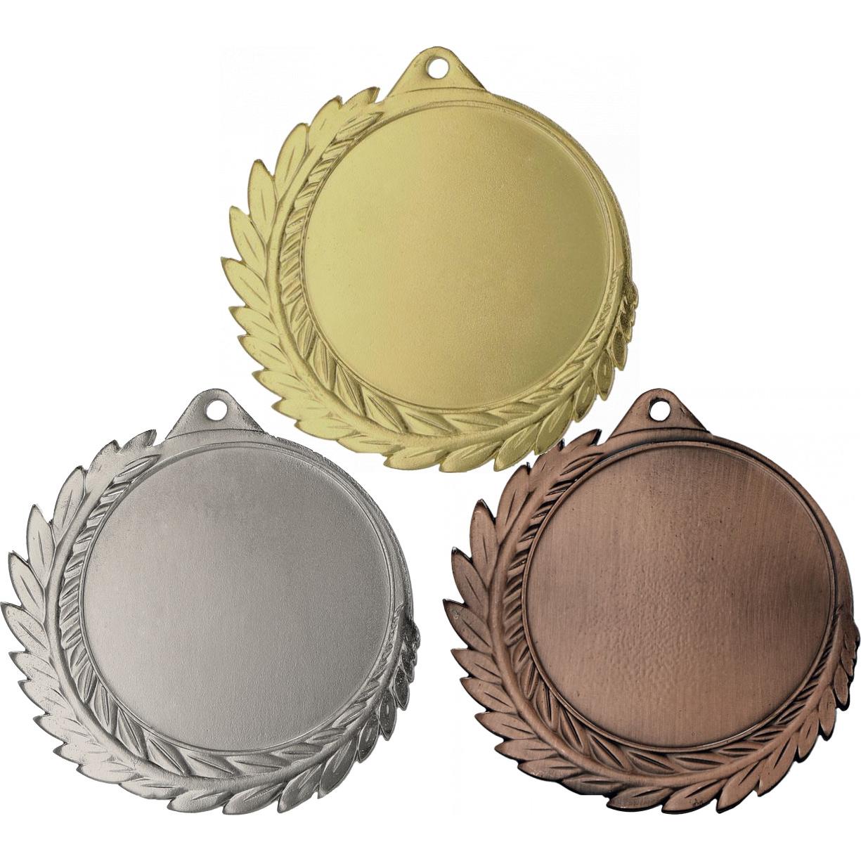 Комплект из трёх медалей №857 (Диаметр 70 мм, металл. Место для вставок: лицевая диаметр 50 мм, обратная сторона диаметр 57 мм)