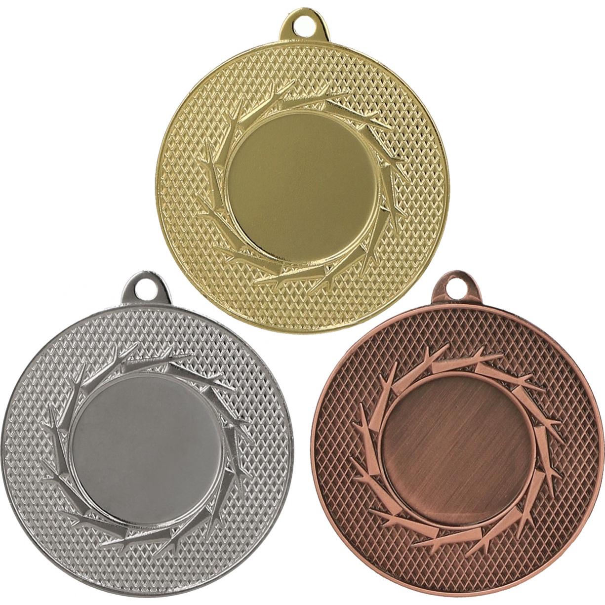 Комплект из трёх медалей №859 (Диаметр 50 мм, металл. Место для вставок: лицевая диаметр 25 мм, обратная сторона диаметр 45 мм)
