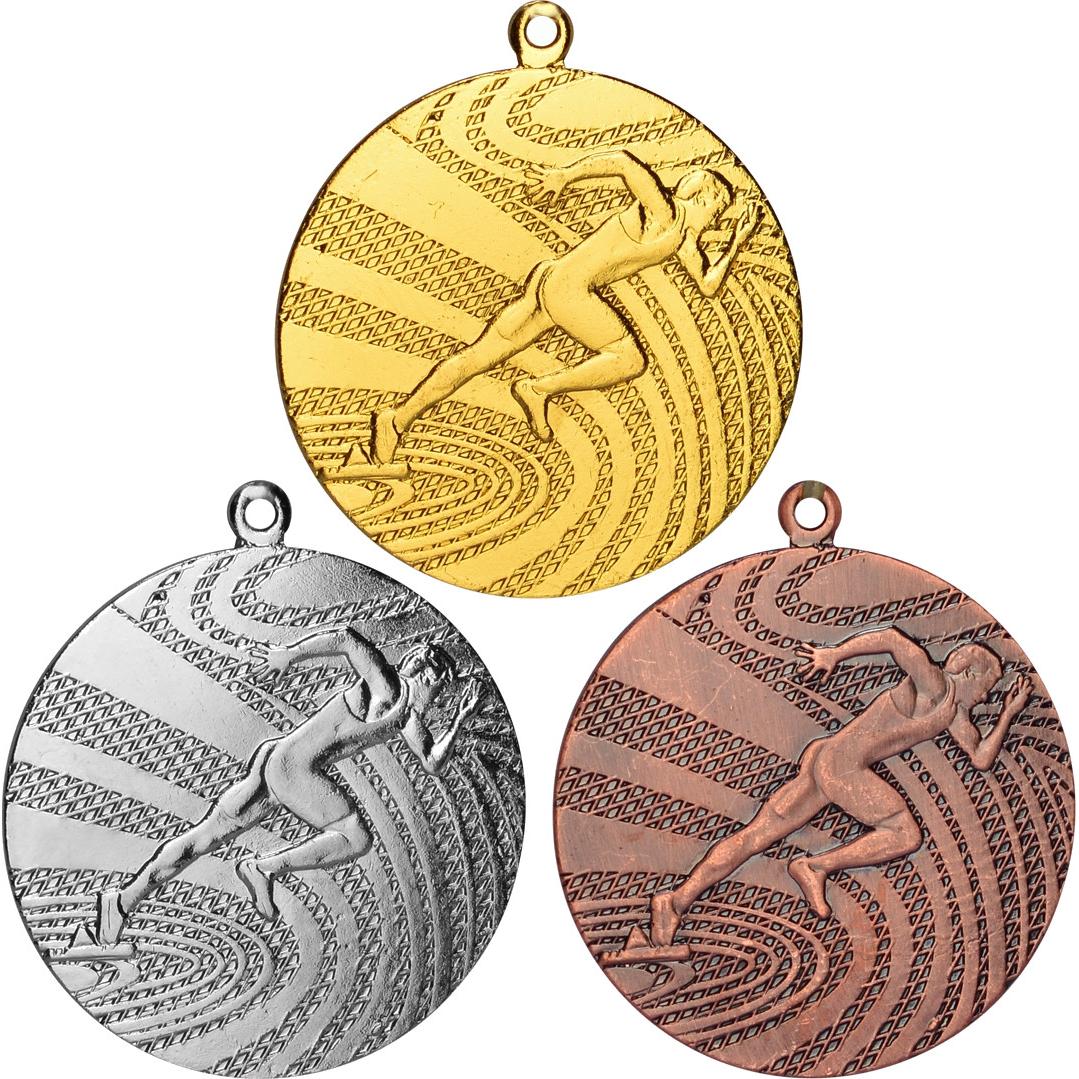 Комплект из трёх медалей №92 (Бег, диаметр 40 мм, металл. Место для вставок: обратная сторона диаметр 36 мм)