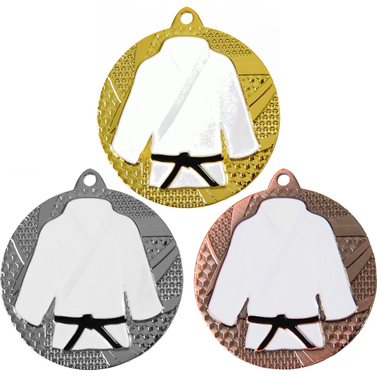 Комплект из трёх медалей №927 (Кимоно, диаметр 50 мм, металл. Место для вставок: обратная сторона диаметр 45 мм)