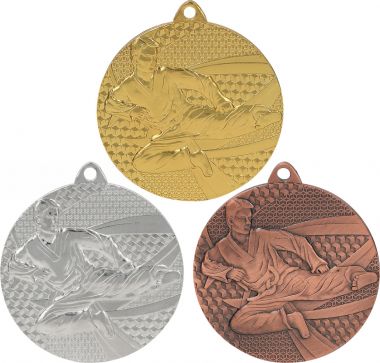 Комплект из трёх медалей №928 (Каратэ, диаметр 50 мм, металл. Место для вставок: обратная сторона диаметр 45 мм)
