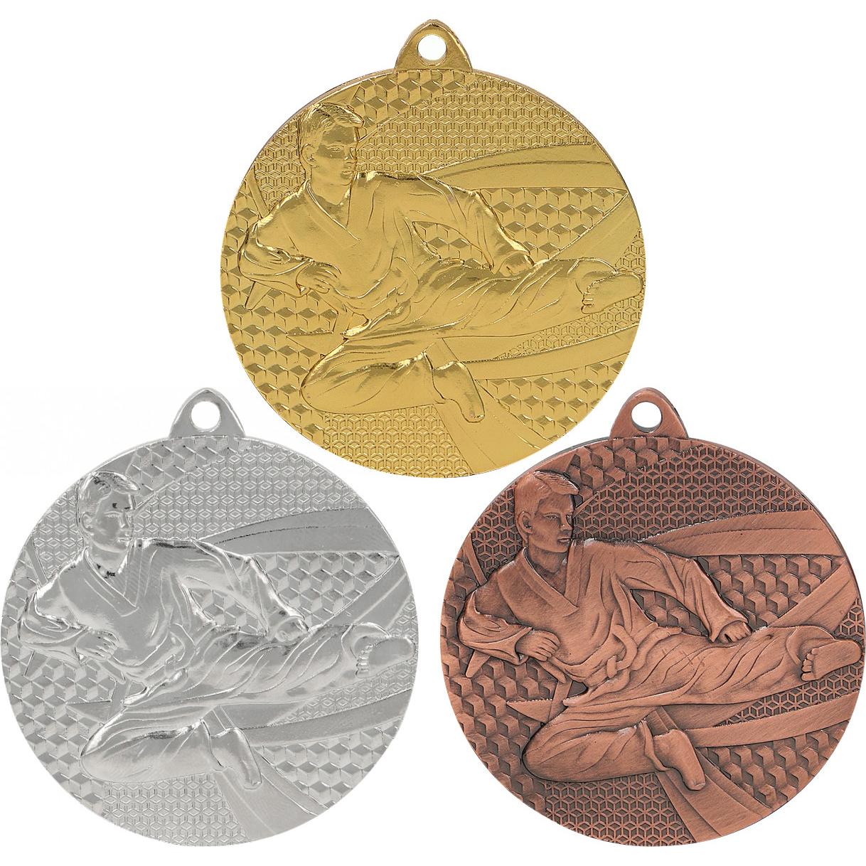 Комплект из трёх медалей №928 (Каратэ, диаметр 50 мм, металл. Место для вставок: обратная сторона диаметр 45 мм)