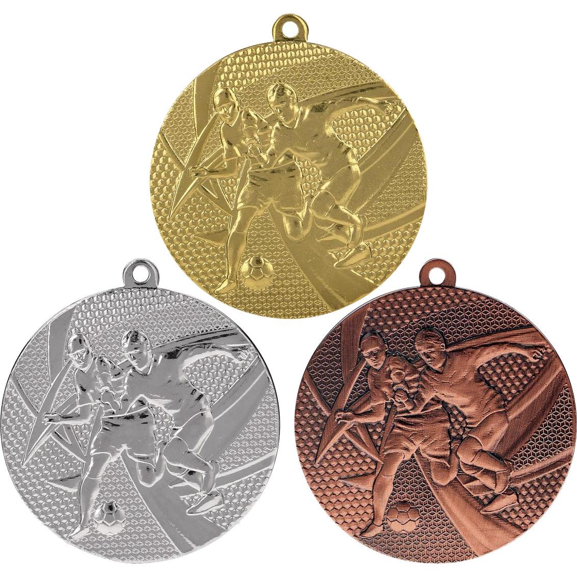 Комплект из трёх медалей №932 (Футбол, диаметр 50 мм, металл. Место для вставок: обратная сторона диаметр 45 мм)