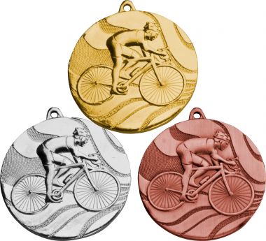 Комплект из трёх медалей №95 (Велоспорт, диаметр 50 мм, металл. Место для вставок: обратная сторона диаметр 46 мм)