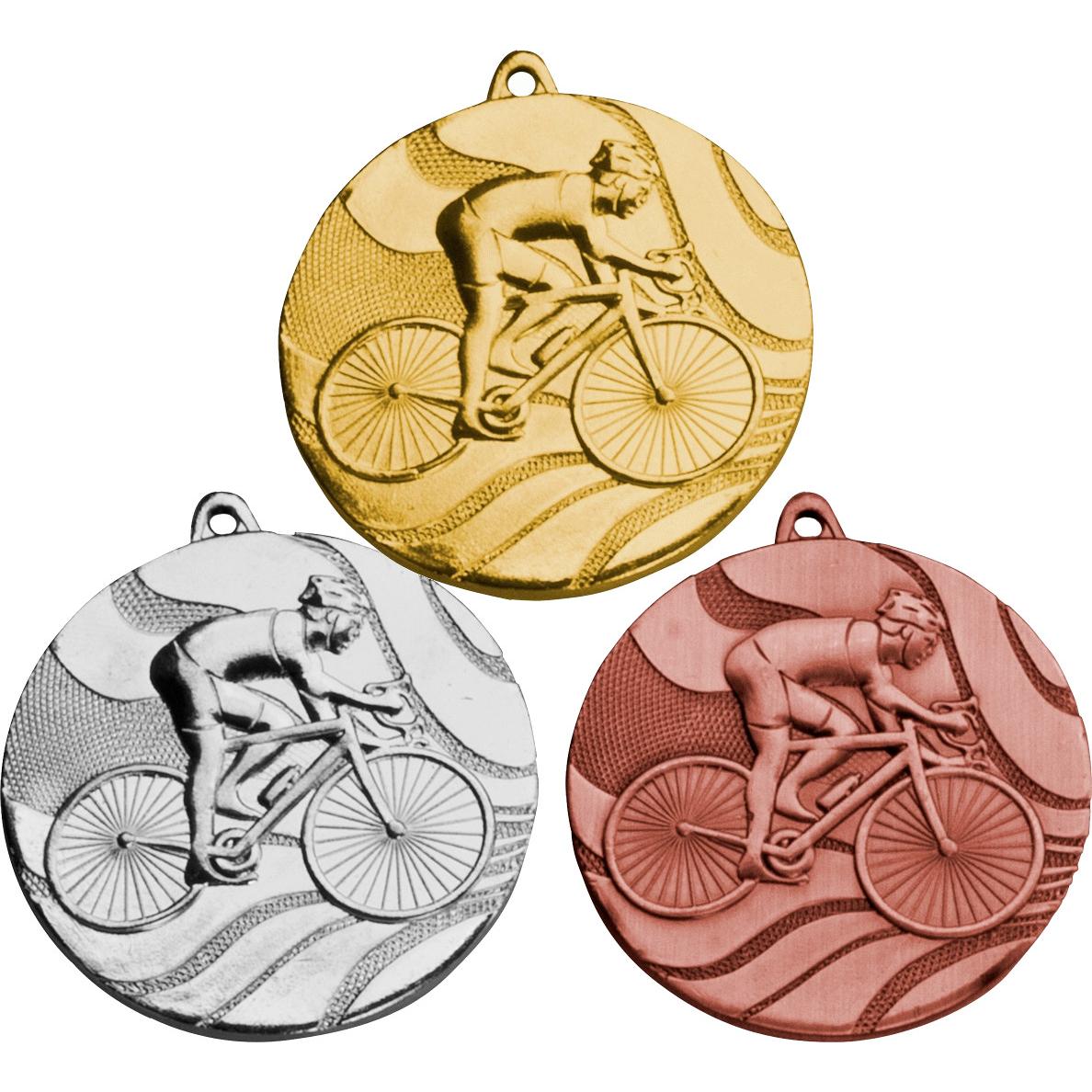 Комплект из трёх медалей №95 (Велогонки, диаметр 50 мм, металл. Место для вставок: обратная сторона диаметр 46 мм)