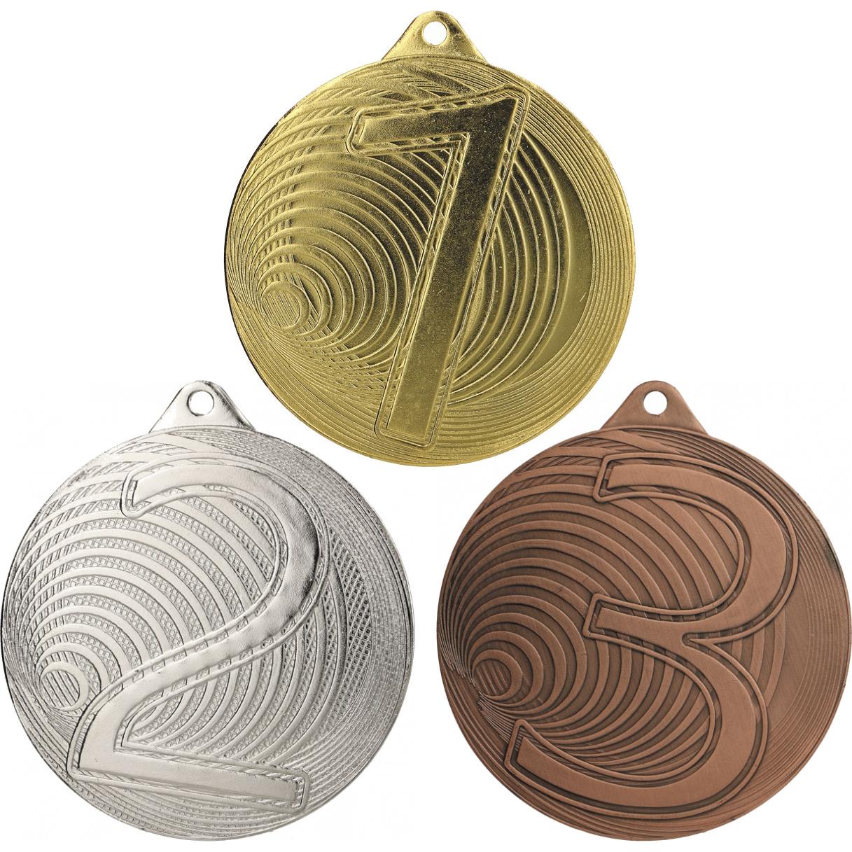 Комплект из трёх медалей №971 (1, 2, 3 место, диаметр 70 мм, металл. Место для вставок: обратная сторона диаметр 65 мм)