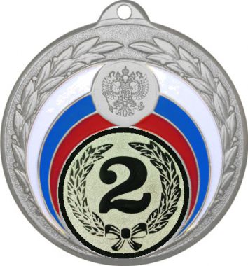 Медаль №10-196 (2 место, диаметр 50 мм (Медаль цвет серебро плюс жетон для вклейки) Место для вставок: обратная сторона диаметр 45 мм)