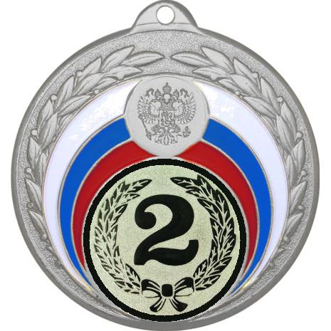 Медаль №10-196 (2 место, диаметр 50 мм (Медаль цвет серебро плюс жетон для вклейки) Место для вставок: обратная сторона диаметр 45 мм)