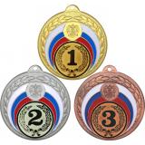 Комплект медалей №10-196 (1, 2, 3 место, диаметр 50 мм (Три медали плюс три жетона для вклейки) Место для вставок: обратная сторона диаметр 45 мм)