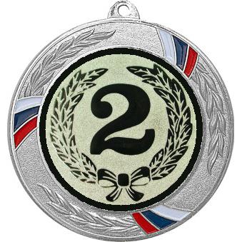 Медаль №10-1285 (2 место, диаметр 70 мм (Медаль цвет серебро плюс жетон для вклейки) Место для вставок: обратная сторона диаметр 60 мм)