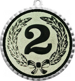 Медаль №10-8 (2 место, диаметр 70 мм (Медаль цвет серебро плюс жетон для вклейки) Место для вставок: обратная сторона диаметр 64 мм)