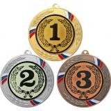 Комплект медалей №10-1285 (1, 2, 3 место, диаметр 70 мм (Три медали плюс три жетона для вклейки) Место для вставок: обратная сторона диаметр 60 мм)