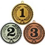 Комплект медалей №10-1302 (1, 2, 3 место, диаметр 56 мм (Три медали плюс три жетона для вклейки) Место для вставок: обратная сторона диаметр 50 мм)