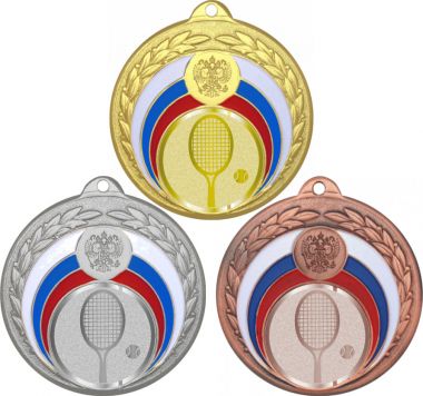Комплект медалей №1001-196 (Большой теннис, диаметр 50 мм (Три медали плюс три жетона для вклейки) Место для вставок: обратная сторона диаметр 45 мм)