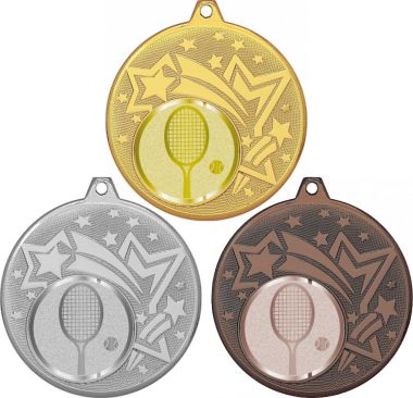 Комплект медалей №1001-27 (Большой теннис, диаметр 45 мм (Три медали плюс три жетона для вклейки) Место для вставок: обратная сторона диаметр 39 мм)