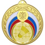 Медаль №1005-196 (Бадминтон, диаметр 50 мм (Медаль цвет золото плюс жетон для вклейки) Место для вставок: обратная сторона диаметр 45 мм)
