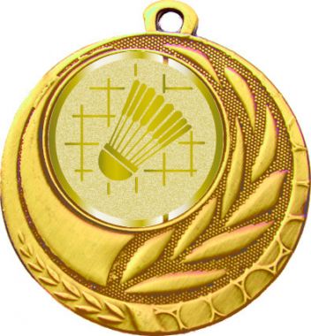 Медаль №1005-1274 (Бадминтон, диаметр 45 мм (Медаль цвет золото плюс жетон для вклейки) Место для вставок: обратная сторона диаметр 40 мм)