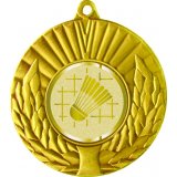 Медаль №1005-68 (Бадминтон, диаметр 50 мм (Медаль цвет золото плюс жетон для вклейки) Место для вставок: обратная сторона диаметр 46 мм)