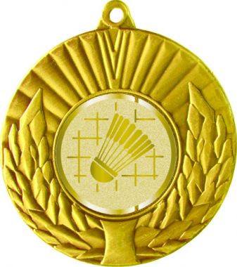 Медаль №1005-192 (Бадминтон, диаметр 50 мм (Медаль цвет золото плюс жетон для вклейки) Место для вставок: обратная сторона диаметр 45 мм)