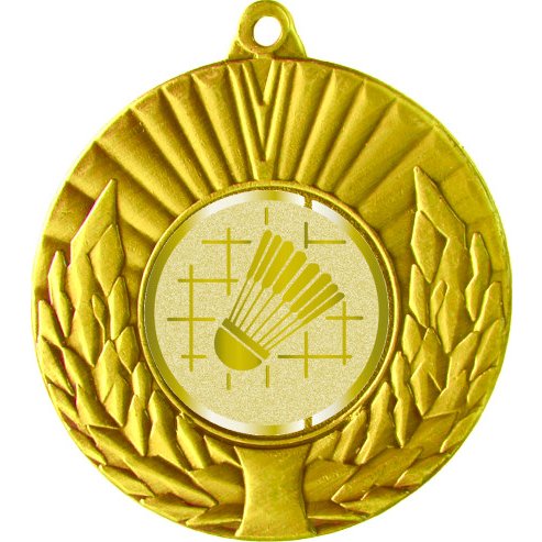 медаль №1005-68 (бадминтон, диаметр 50 мм (медаль цвет золото плюс жетон для вклейки) место для вставок: обратная сторона диаметр 46 мм)