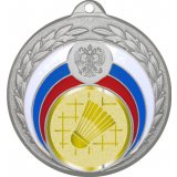 Медаль №1005-196 (Бадминтон, диаметр 50 мм (Медаль цвет серебро плюс жетон для вклейки) Место для вставок: обратная сторона диаметр 45 мм)
