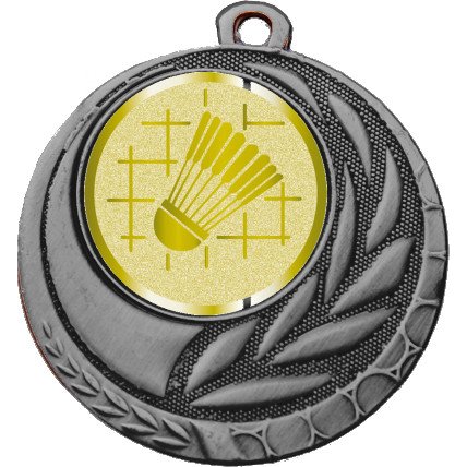 медаль №1005-27 (бадминтон, диаметр 45 мм (медаль цвет серебро плюс жетон для вклейки) место для вставок: обратная сторона диаметр 39 мм)