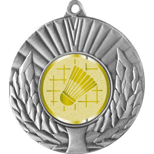 медаль №1005-68 (бадминтон, диаметр 50 мм (медаль цвет серебро плюс жетон для вклейки) место для вставок: обратная сторона диаметр 46 мм)