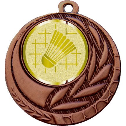 медаль №1005-27 (бадминтон, диаметр 45 мм (медаль цвет бронза плюс жетон для вклейки) место для вставок: обратная сторона диаметр 39 мм)