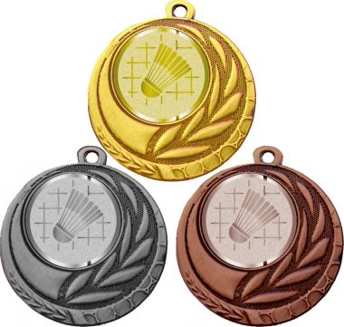 Комплект медалей №1005-1274 (Бадминтон, диаметр 45 мм (Три медали плюс три жетона для вклейки) Место для вставок: обратная сторона диаметр 40 мм)