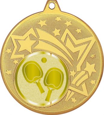 Медаль №1008-1274 (Настольный теннис, диаметр 45 мм (Медаль цвет золото плюс жетон для вклейки) Место для вставок: обратная сторона диаметр 40 мм)