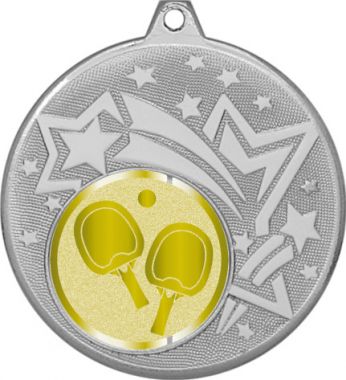 Медаль №1008-27 (Настольный теннис, диаметр 45 мм (Медаль цвет серебро плюс жетон для вклейки) Место для вставок: обратная сторона диаметр 39 мм)