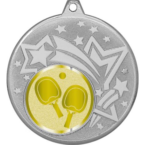 Медаль №1008-1274 (Настольный теннис, диаметр 45 мм (Медаль цвет серебро плюс жетон для вклейки) Место для вставок: обратная сторона диаметр 40 мм)