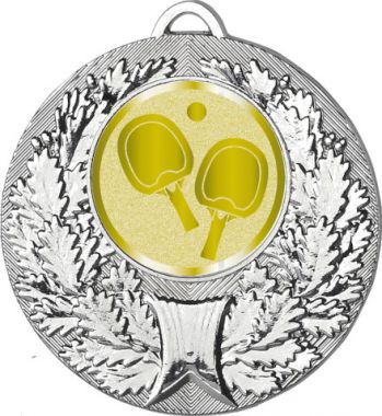 Медаль №1008-192 (Настольный теннис, диаметр 50 мм (Медаль цвет серебро плюс жетон для вклейки) Место для вставок: обратная сторона диаметр 45 мм)