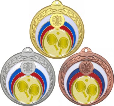 Комплект медалей №1008-196 (Настольный теннис, диаметр 50 мм (Три медали плюс три жетона для вклейки) Место для вставок: обратная сторона диаметр 45 мм)