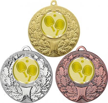 Комплект медалей №1008-192 (Настольный теннис, диаметр 50 мм (Три медали плюс три жетона для вклейки) Место для вставок: обратная сторона диаметр 45 мм)