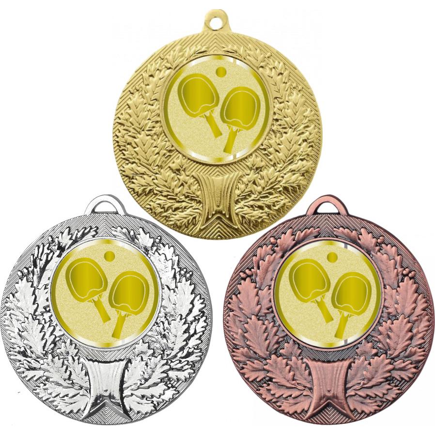 Комплект медалей №1008-192 (Настольный теннис, диаметр 50 мм (Три медали плюс три жетона для вклейки) Место для вставок: обратная сторона диаметр 45 мм)