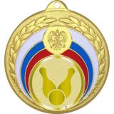 Медаль №1010-196 (Боулинг, диаметр 50 мм (Медаль цвет золото плюс жетон для вклейки) Место для вставок: обратная сторона диаметр 45 мм)