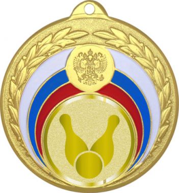 Медаль №1010-196 (Боулинг, диаметр 50 мм (Медаль цвет золото плюс жетон для вклейки) Место для вставок: обратная сторона диаметр 45 мм)