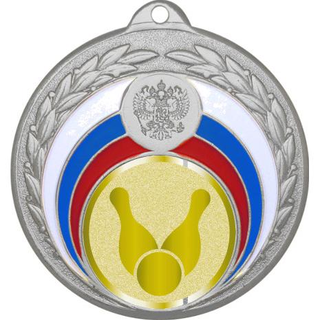 Медаль №1010-196 (Боулинг, диаметр 50 мм (Медаль цвет серебро плюс жетон для вклейки) Место для вставок: обратная сторона диаметр 45 мм)