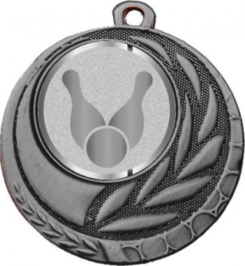 Медаль №1010-27 (Боулинг, диаметр 45 мм (Медаль цвет серебро плюс жетон для вклейки) Место для вставок: обратная сторона диаметр 39 мм)