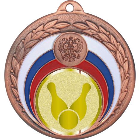 Медаль №1010-196 (Боулинг, диаметр 50 мм (Медаль цвет бронза плюс жетон для вклейки) Место для вставок: обратная сторона диаметр 45 мм)