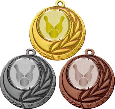 Комплект медалей №1010-1274 (Боулинг, диаметр 45 мм (Три медали плюс три жетона для вклейки) Место для вставок: обратная сторона диаметр 40 мм)