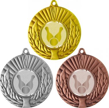 Комплект медалей №1010-192 (Боулинг, диаметр 50 мм (Три медали плюс три жетона для вклейки) Место для вставок: обратная сторона диаметр 45 мм)